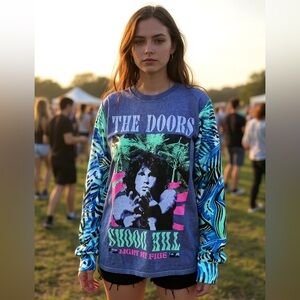 The Doors Graphic Long Sleeve Band T-Shirt. Upcycled  shirt.  One size.